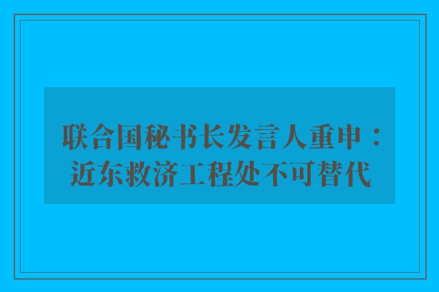 联合国秘书长发言人重申：近东救济工程处不可替代