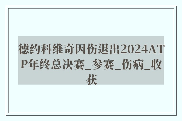 德约科维奇因伤退出2024ATP年终总决赛_参赛_伤病_收获