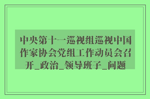 中央第十一巡视组巡视中国作家协会党组工作动员会召开_政治_领导班子_问题