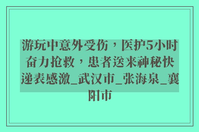 游玩中意外受伤，医护5小时奋力抢救，患者送来神秘快递表感激_武汉市_张海泉_襄阳市