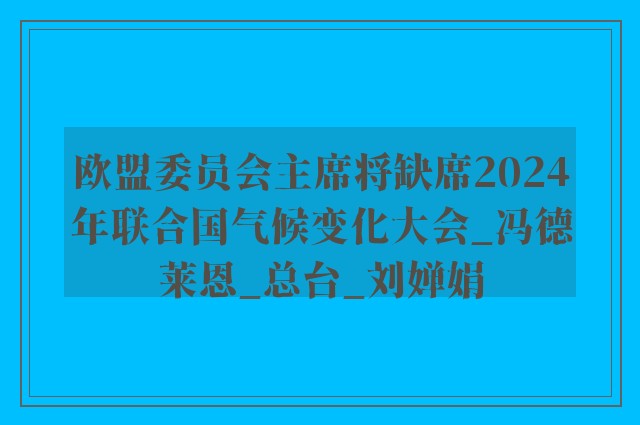 欧盟委员会主席将缺席2024年联合国气候变化大会_冯德莱恩_总台_刘婵娟