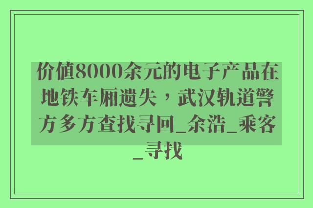 价值8000余元的电子产品在地铁车厢遗失，武汉轨道警方多方查找寻回_余浩_乘客_寻找