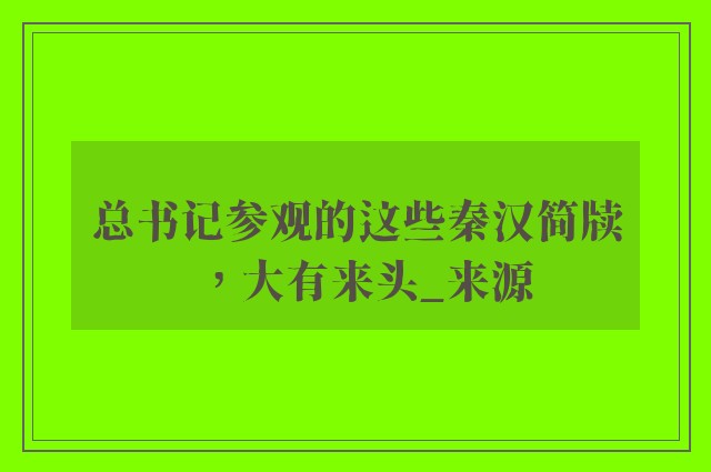 总书记参观的这些秦汉简牍，大有来头_来源