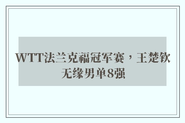 WTT法兰克福冠军赛，王楚钦无缘男单8强