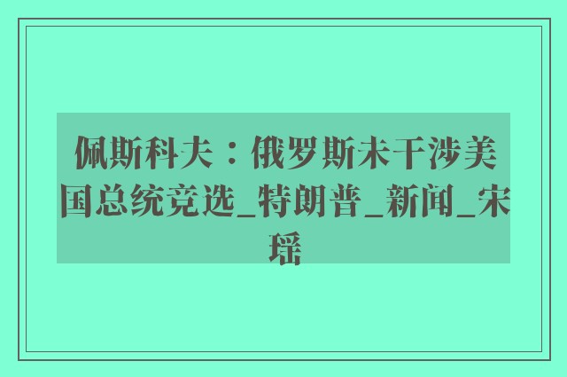 佩斯科夫：俄罗斯未干涉美国总统竞选_特朗普_新闻_宋瑶