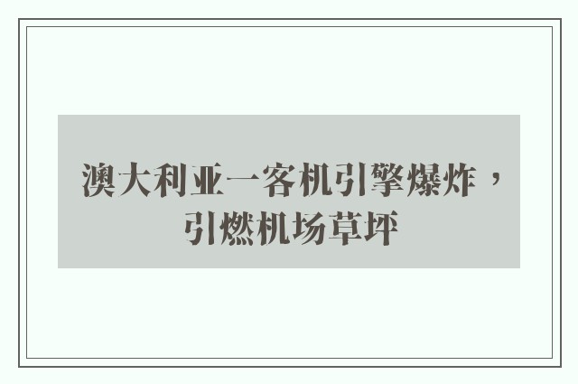 澳大利亚一客机引擎爆炸，引燃机场草坪