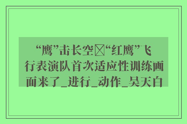 “鹰”击长空️“红鹰”飞行表演队首次适应性训练画面来了_进行_动作_吴天白